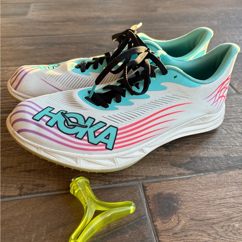 Hoka Women's White and Teal Crescendo MD 2 Track Spikes